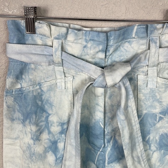 New ALC Davidson Bleached Shorts High Rise Paperbag Tie Waist Belt Linen Blend 0 - Picture 6 of 14